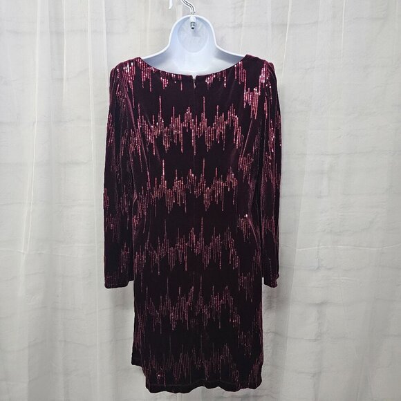 Jessica Howard Dress Burgundy Velour Sequin Cocktail Goth Shift 12P NWT - Picture 7 of 15